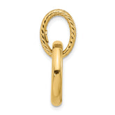 14K Polished and Textured Circle Pendant